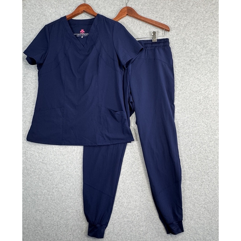 Natural Uniforms Modern Fit Cool Stretch Scrub Set Medium Navy Blue‎ Jogger